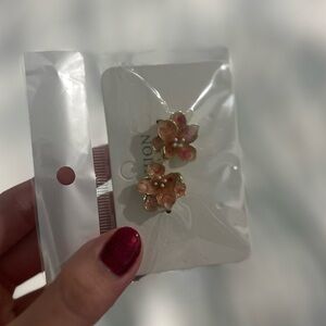 Chic Floral Pink and Gold Earrings